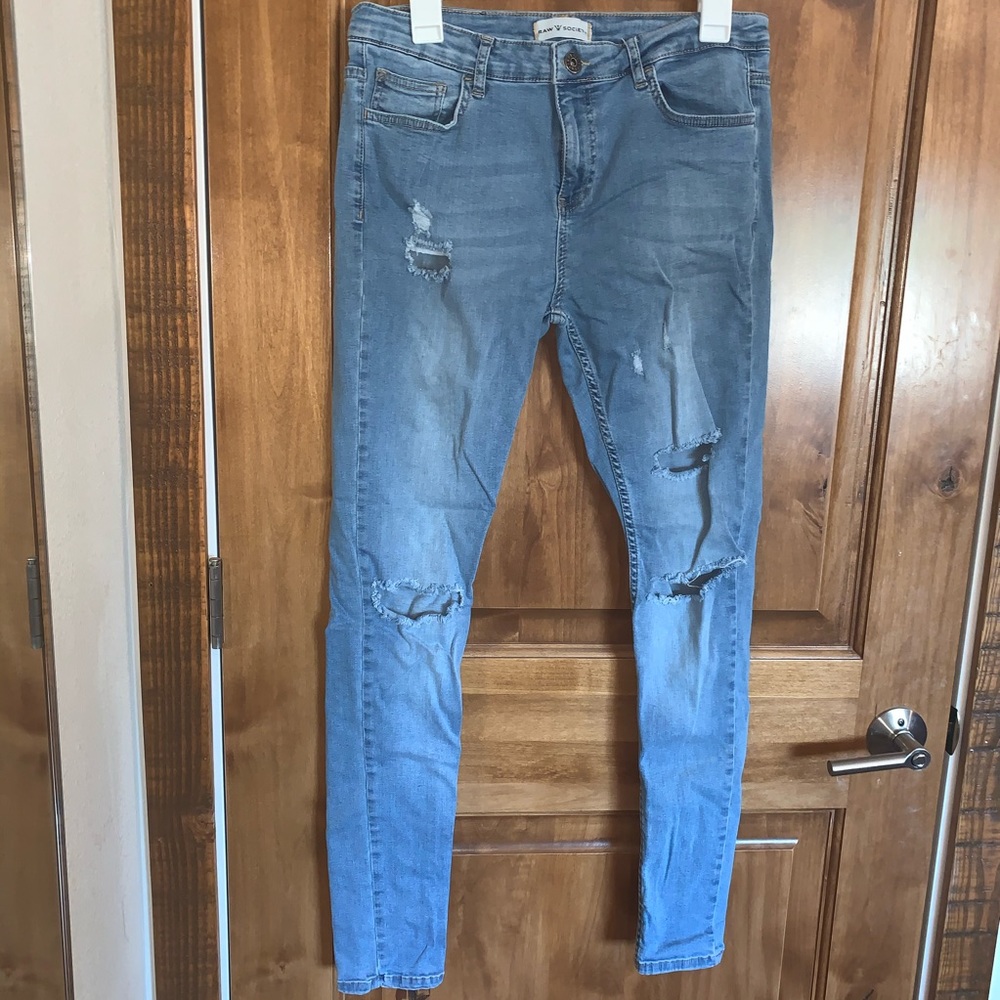 Mens Raw Society Skinny Distressed Jeans w32 L30
